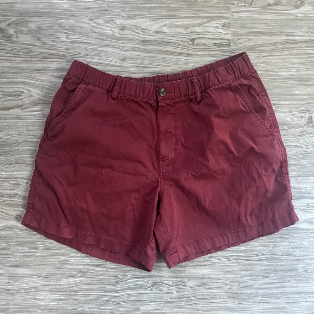 Bearbottom Clothing Mens Burgundy Stretch Chino Shorts Size L 5.5 Inseam Maroon